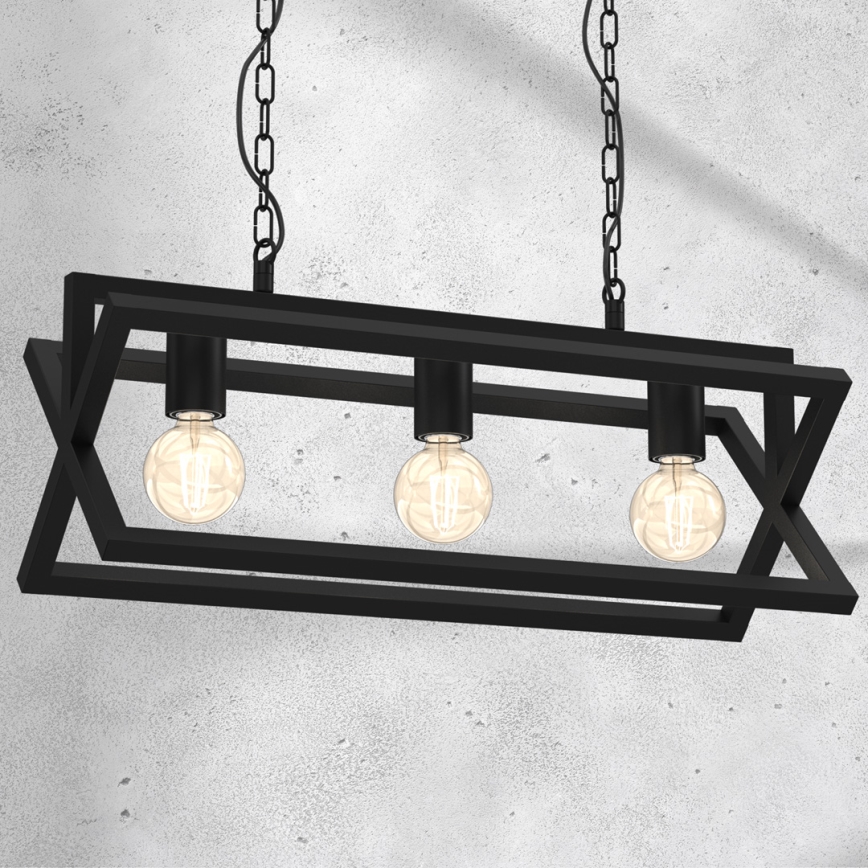 Lámpara colgante con cadena ARNOLD 3xE27/60W/230V negro