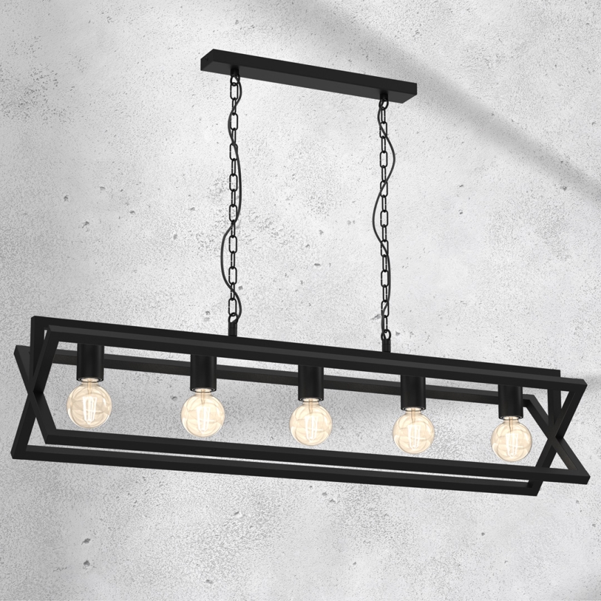 Lámpara colgante con cadena ARNOLD 5xE27/60W/230V negro
