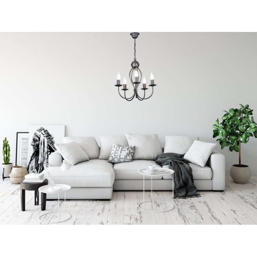 Lámpara colgante con cadena ARTHUR 5xE14/40W/230V