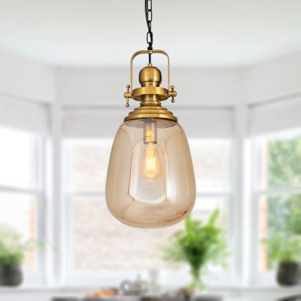 Lámpara colgante con cadena BOTTLE 1xE27/40W/230V dorada