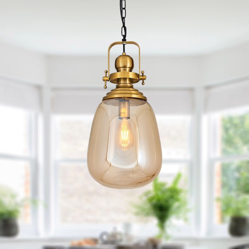 Lámpara colgante con cadena BOTTLE 1xE27/40W/230V dorada