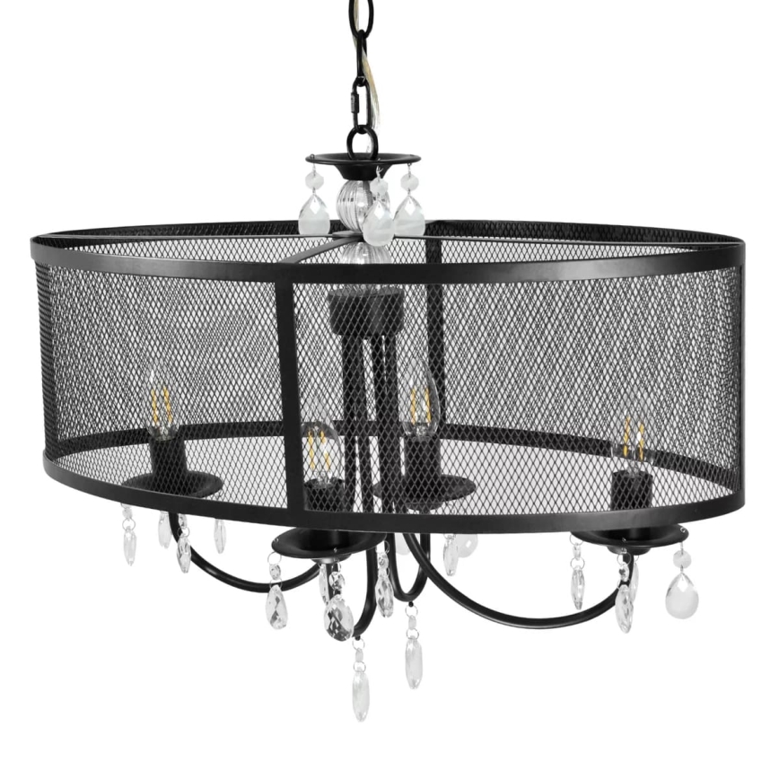 Lámpara colgante con cadena BRESSO 4xE14/12W/230V negro