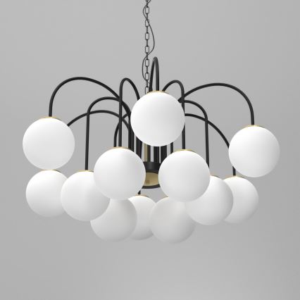 Lámpara colgante con cadena CAMBRIDGE 12xE14/60W/230V negro/latón