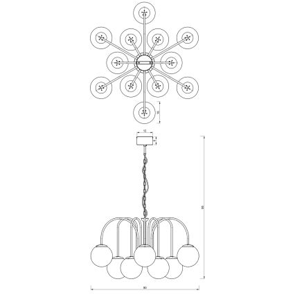 Lámpara colgante con cadena CAMBRIDGE 12xE14/60W/230V negro/latón