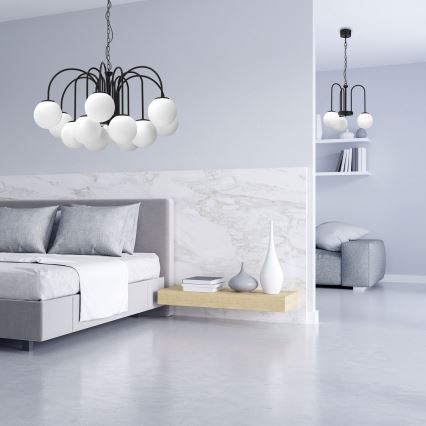 Lámpara colgante con cadena CAMBRIDGE 3xE14/60W/230V negro
