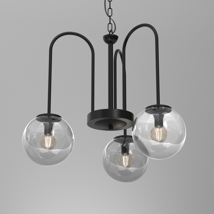 Lámpara colgante con cadena CAMBRIDGE 3xE14/60W/230V negro
