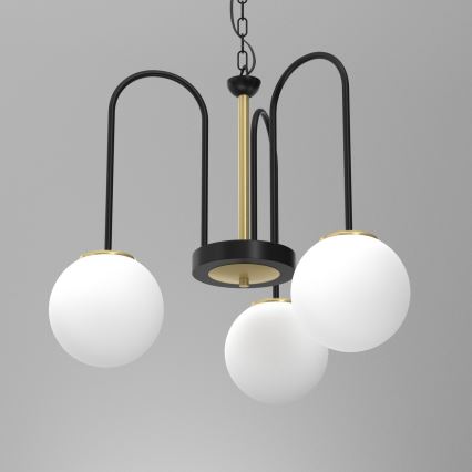 Lámpara colgante con cadena CAMBRIDGE 3xE14/60W/230V negro/latón