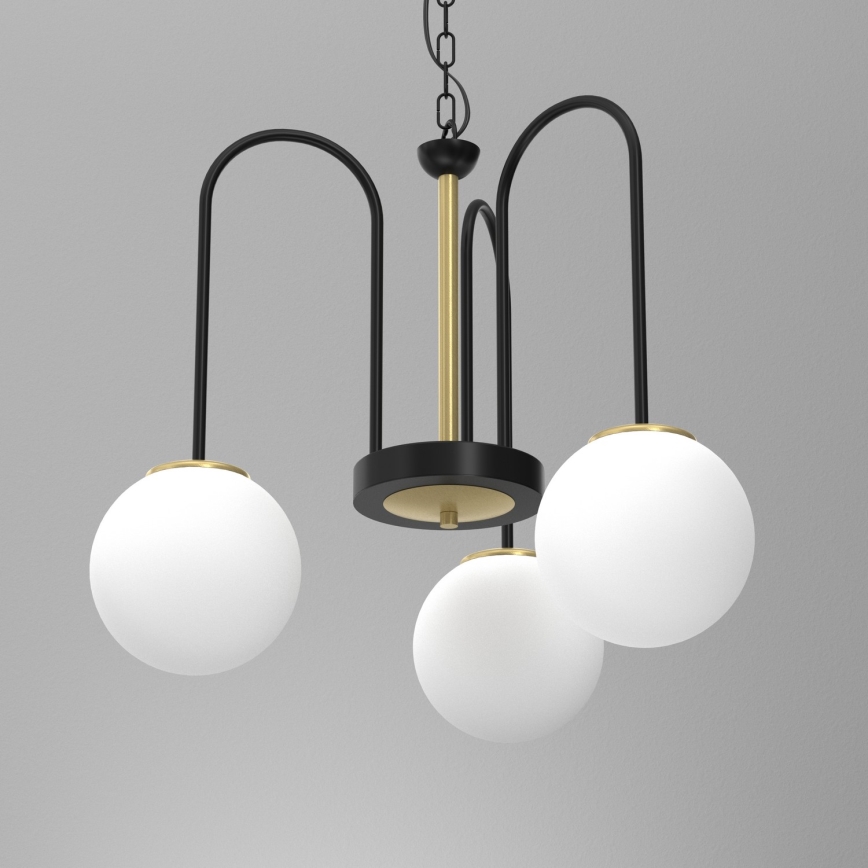 Lámpara colgante con cadena CAMBRIDGE 3xE14/60W/230V negro/latón