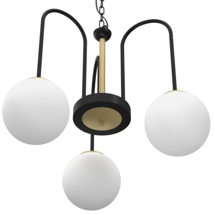 Lámpara colgante con cadena CAMBRIDGE 3xE14/60W/230V negro/latón