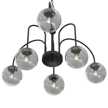 Lámpara colgante con cadena CAMBRIDGE 6xE14/60W/230V negro