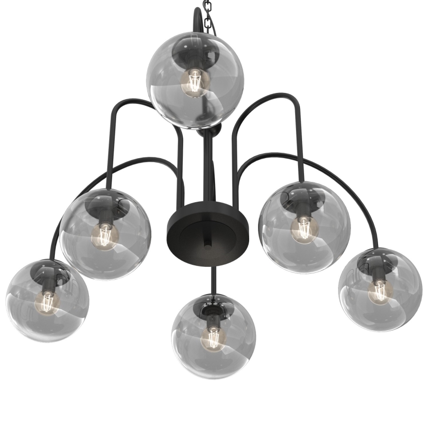 Lámpara colgante con cadena CAMBRIDGE 6xE14/60W/230V negro