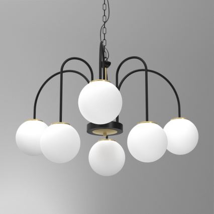 Lámpara colgante con cadena CAMBRIDGE 6xE14/60W/230V negro/latón
