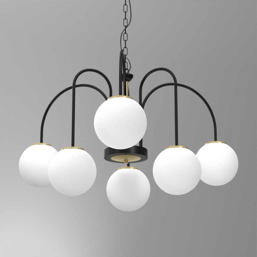 Lámpara colgante con cadena CAMBRIDGE 6xE14/60W/230V negro/latón