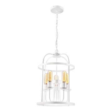 Lámpara colgante con cadena CONSTANTINE 5xE27/60W/230V blanco