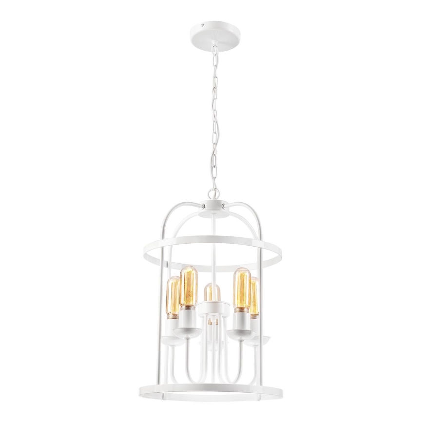 Lámpara colgante con cadena CONSTANTINE 5xE27/60W/230V blanco
