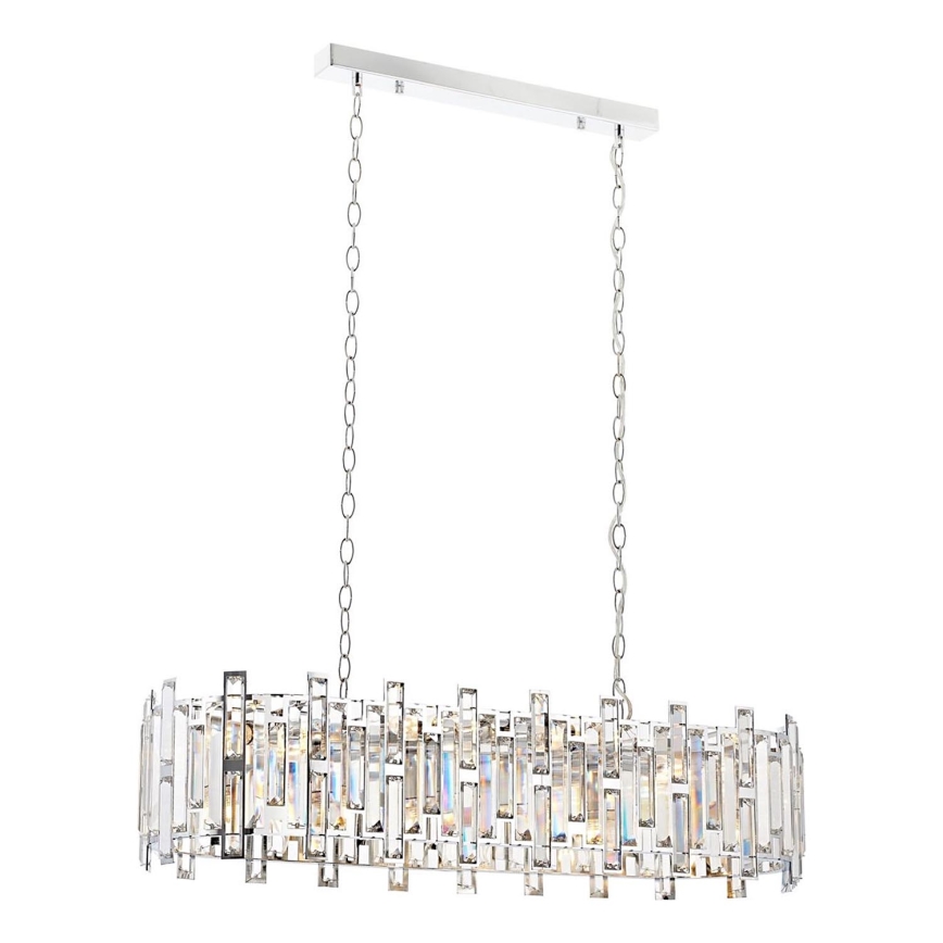 Lámpara colgante con cadena CRYSTALLINE 13xE14/40W/230V, cromo brillante