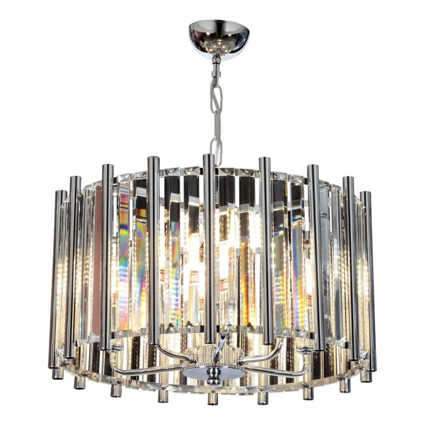 Lámpara colgante con cadena CRYSTALLINE 6xE14/40W/230V cromo brillante