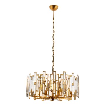 Lámpara colgante con cadena CRYSTALLINE 6xE14/40W/230V en acabado cobre