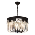 Lámpara colgante con cadena CRYSTALLINE 6xE27/40W/230V negra
