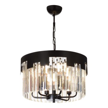Lámpara colgante con cadena CRYSTALLINE 6xE27/40W/230V negra
