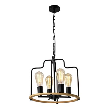 Lámpara colgante con cadena DATUS 4xE27/40W/230V, negro/marrón