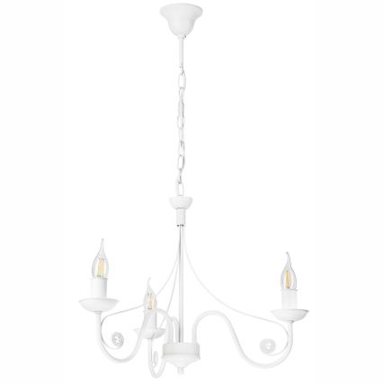 Lámpara colgante con cadena DONATO 3xE14/40W/230V blanco