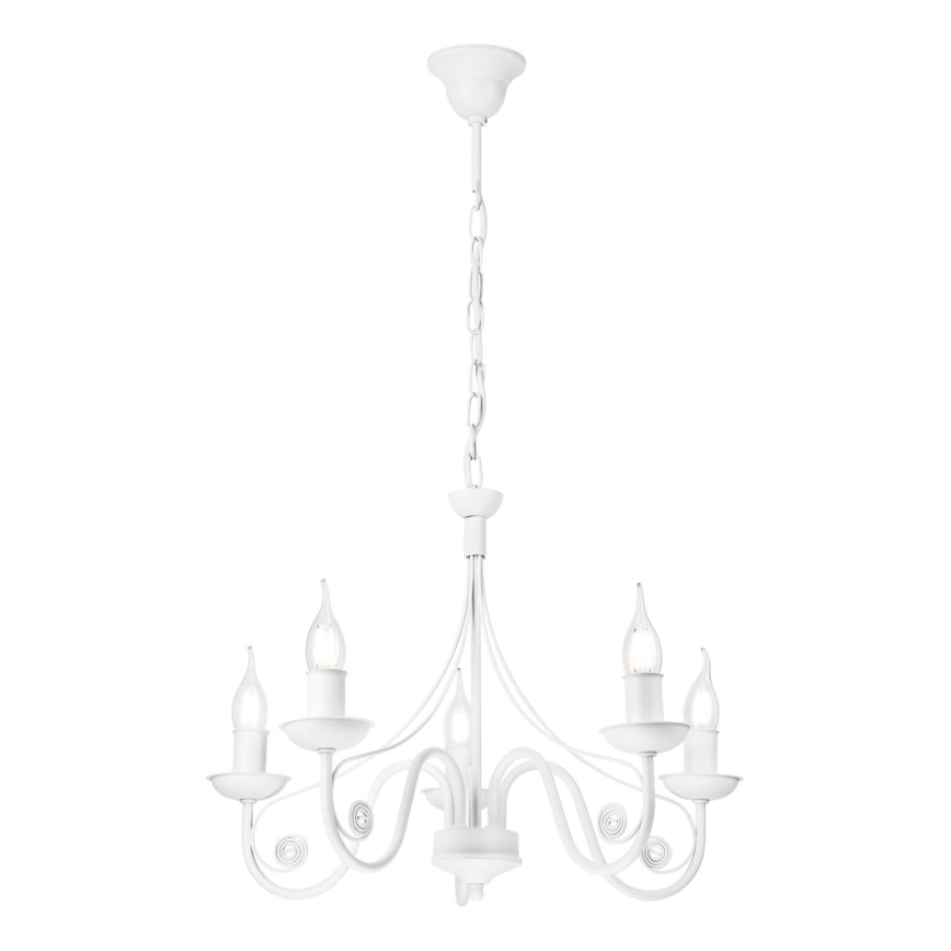 Lámpara colgante con cadena DONATO 5xE14/40W/230V blanco