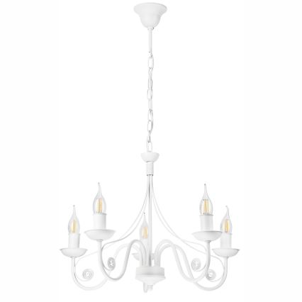 Lámpara colgante con cadena DONATO 5xE14/40W/230V blanco