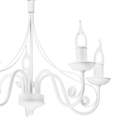 Lámpara colgante con cadena DONATO 5xE14/40W/230V blanco