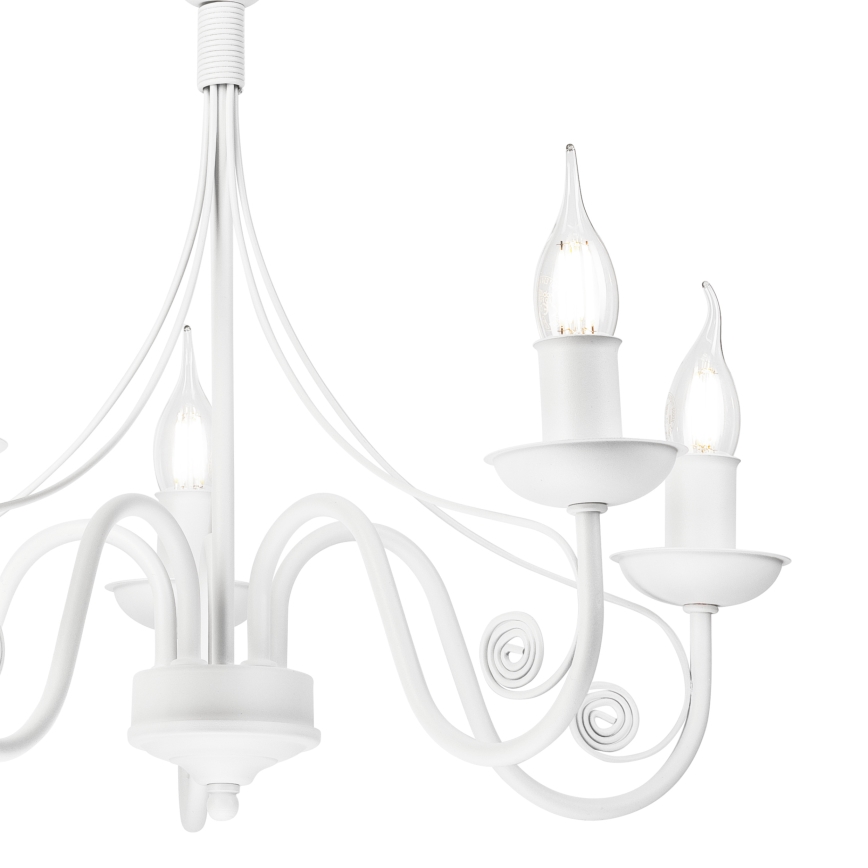 Lámpara colgante con cadena DONATO 5xE14/40W/230V blanco