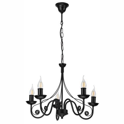 Lámpara colgante con cadena DONATO 5xE14/40W/230V negro