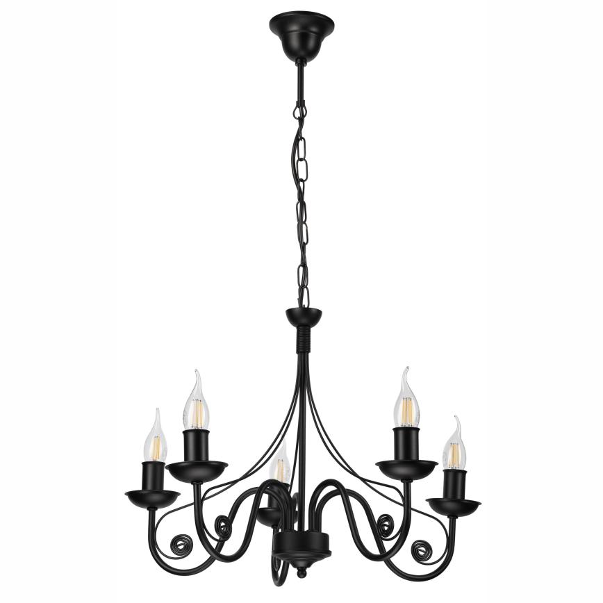 Lámpara colgante con cadena DONATO 5xE14/40W/230V negro