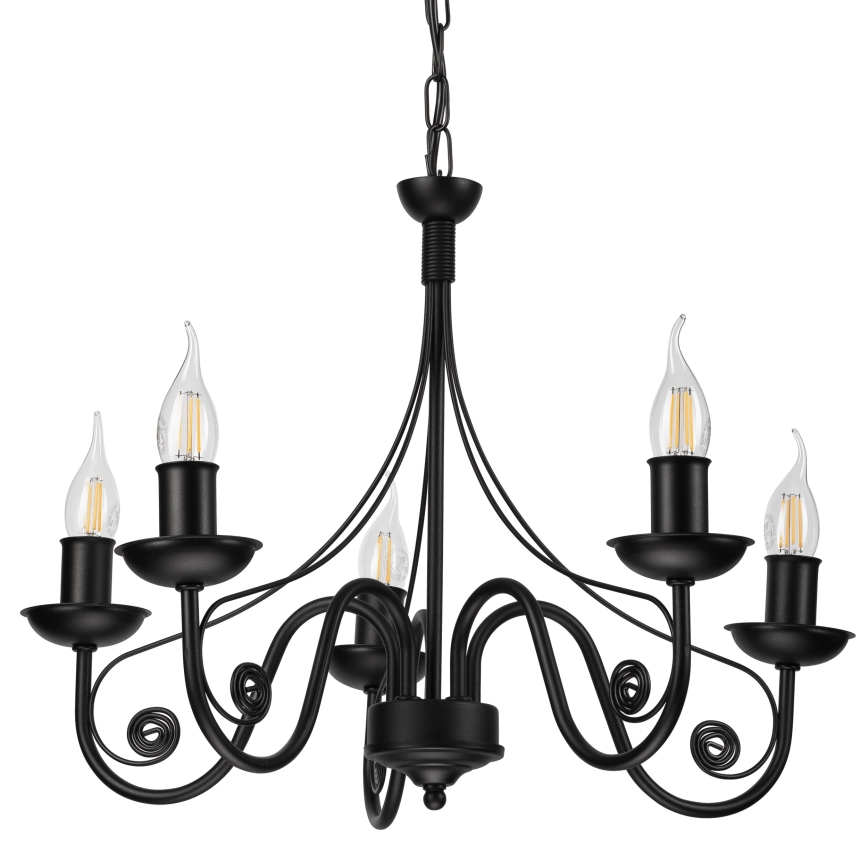 Lámpara colgante con cadena DONATO 5xE14/40W/230V negro