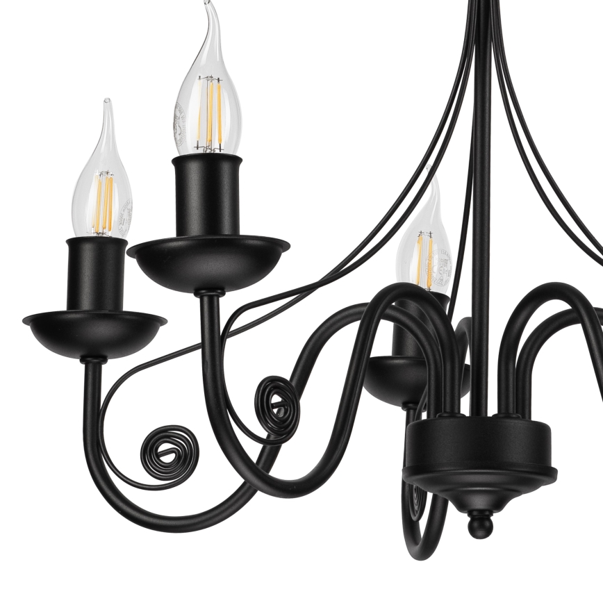 Lámpara colgante con cadena DONATO 5xE14/40W/230V negro