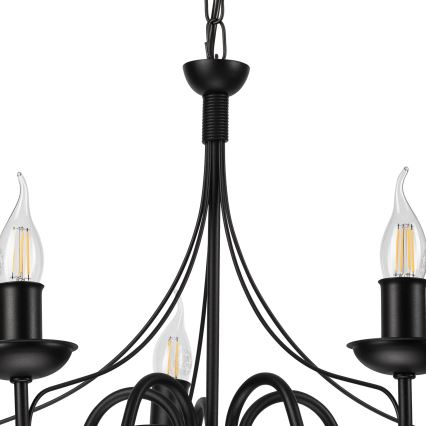 Lámpara colgante con cadena DONATO 5xE14/40W/230V negro