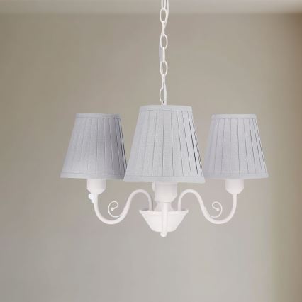 Lámpara colgante con cadena FIREZ 3xE27/40W/230V blanco/gris