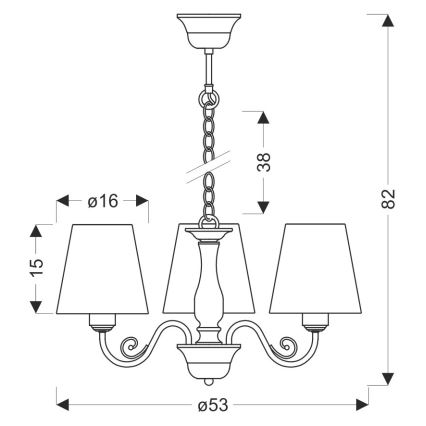 Lámpara colgante con cadena FIREZ 3xE27/40W/230V blanco/gris