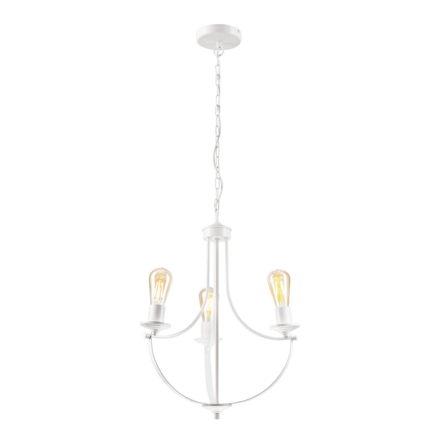 Lámpara colgante con cadena GINA 3xE27/60W/230V blanco