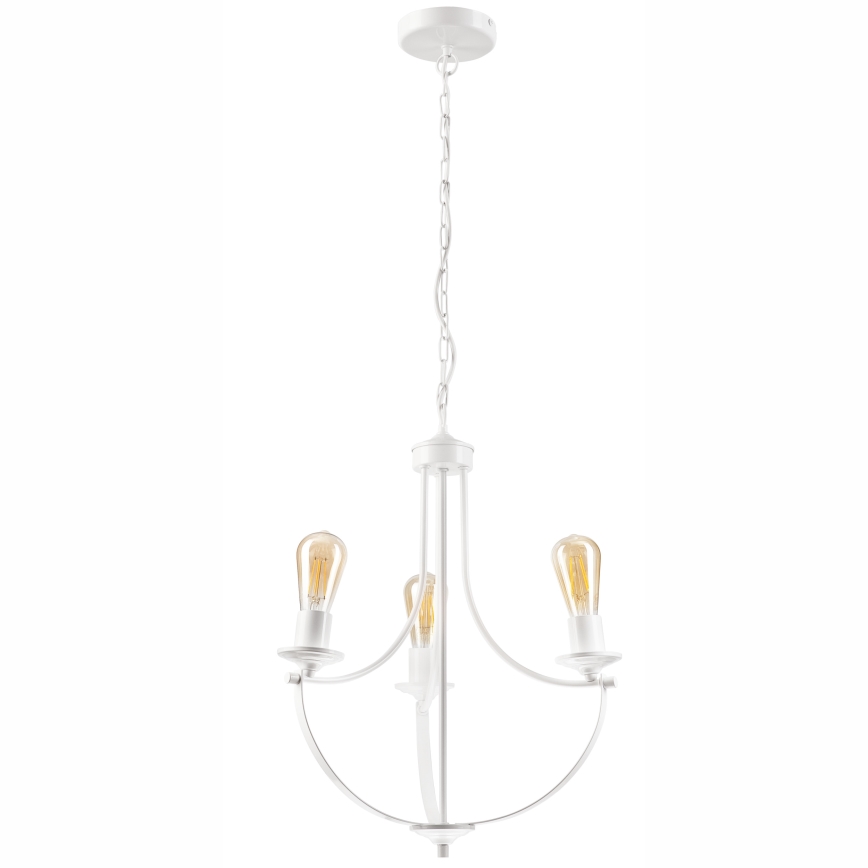 Lámpara colgante con cadena GINA 3xE27/60W/230V blanco