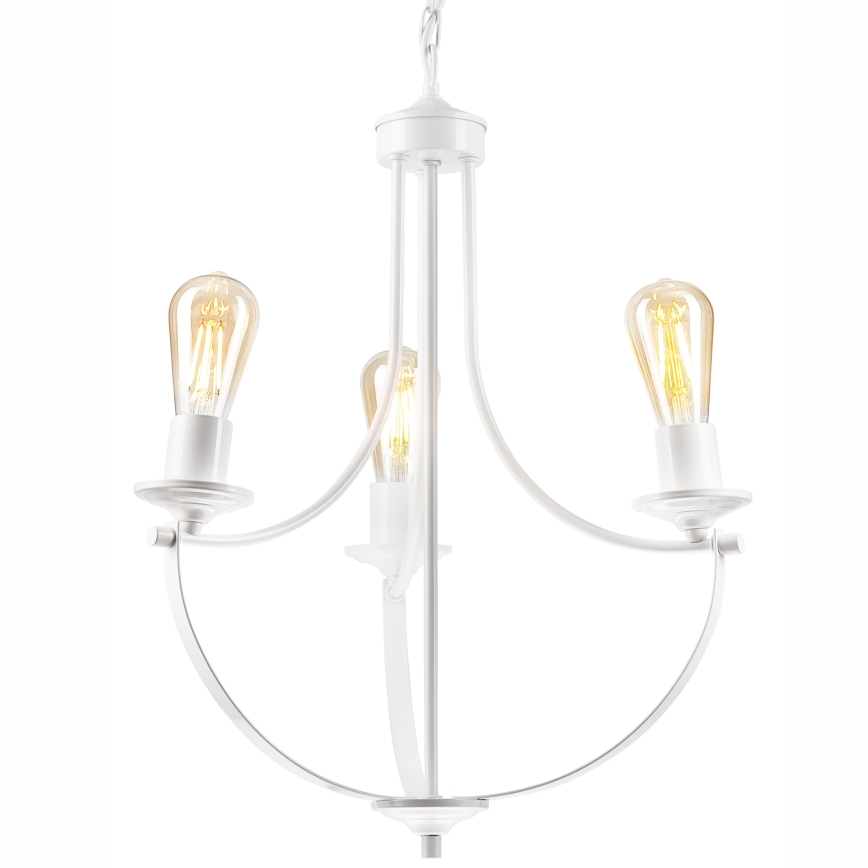 Lámpara colgante con cadena GINA 3xE27/60W/230V blanco