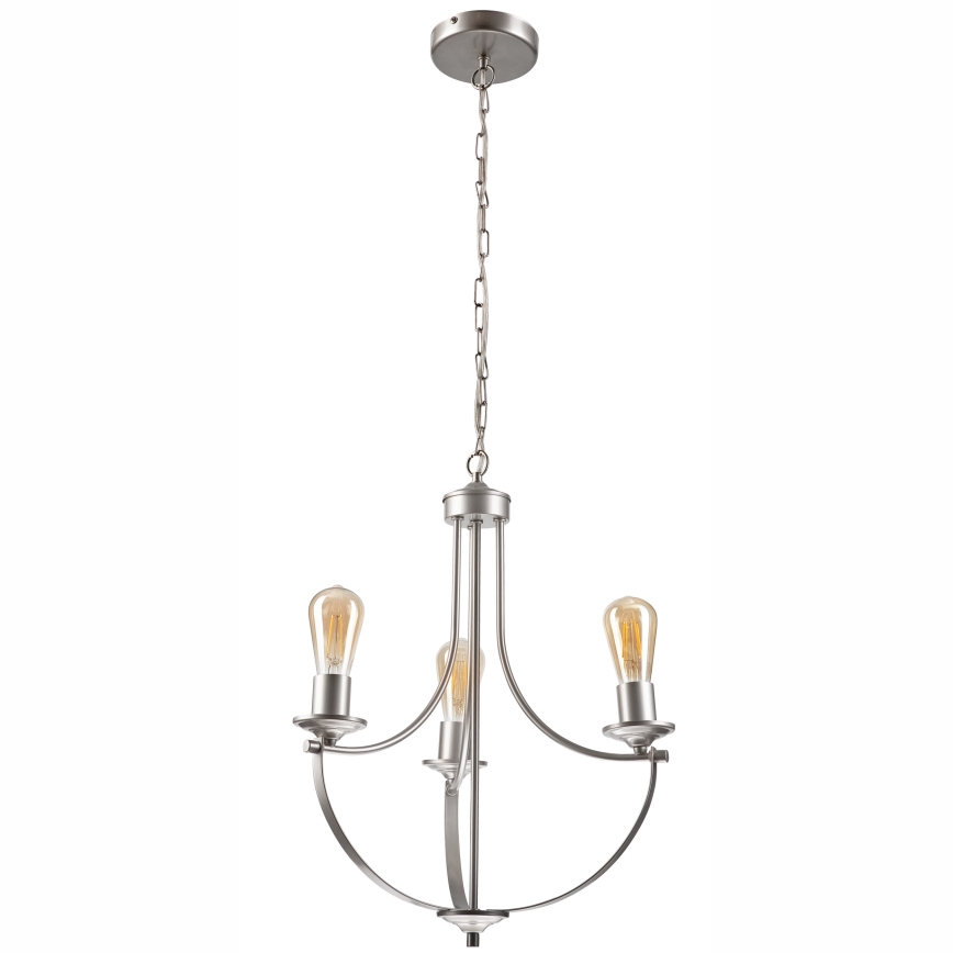 Lámpara colgante con cadena GINA 3xE27/60W/230V cromo mate