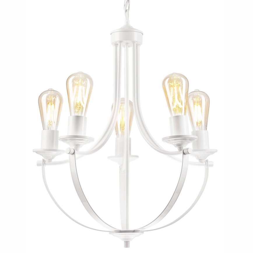 Lámpara colgante con cadena GINA 5xE27/60W/230V blanco