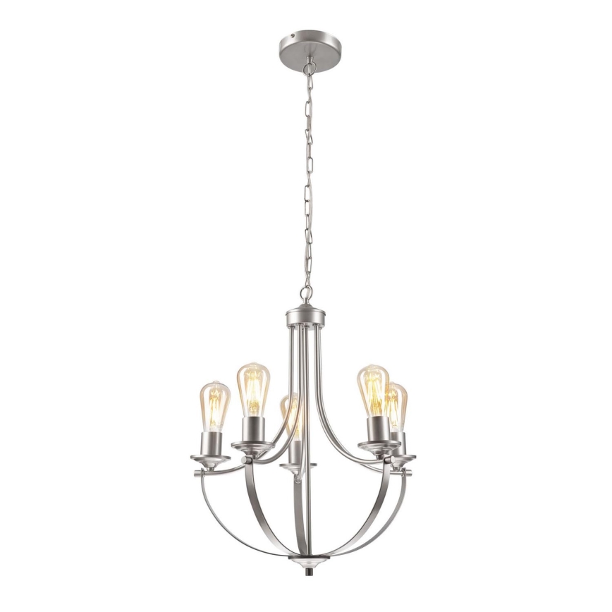 Lámpara colgante con cadena GINA 5xE27/60W/230V cromo mate