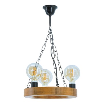 Lámpara colgante con cadena IOS 3xE27/60W/230V diá. 30 cm haya