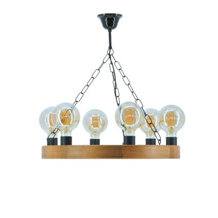 Lámpara colgante con cadena IOS 6xE27/60W/230V diá. 50 cm haya