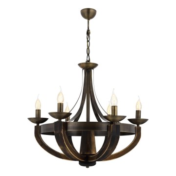 Lámpara colgante con cadena KOBE 6xE14/40W/230V marrón