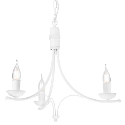 Lámpara colgante con cadena LUCY 3xE14/60W/230V blanco
