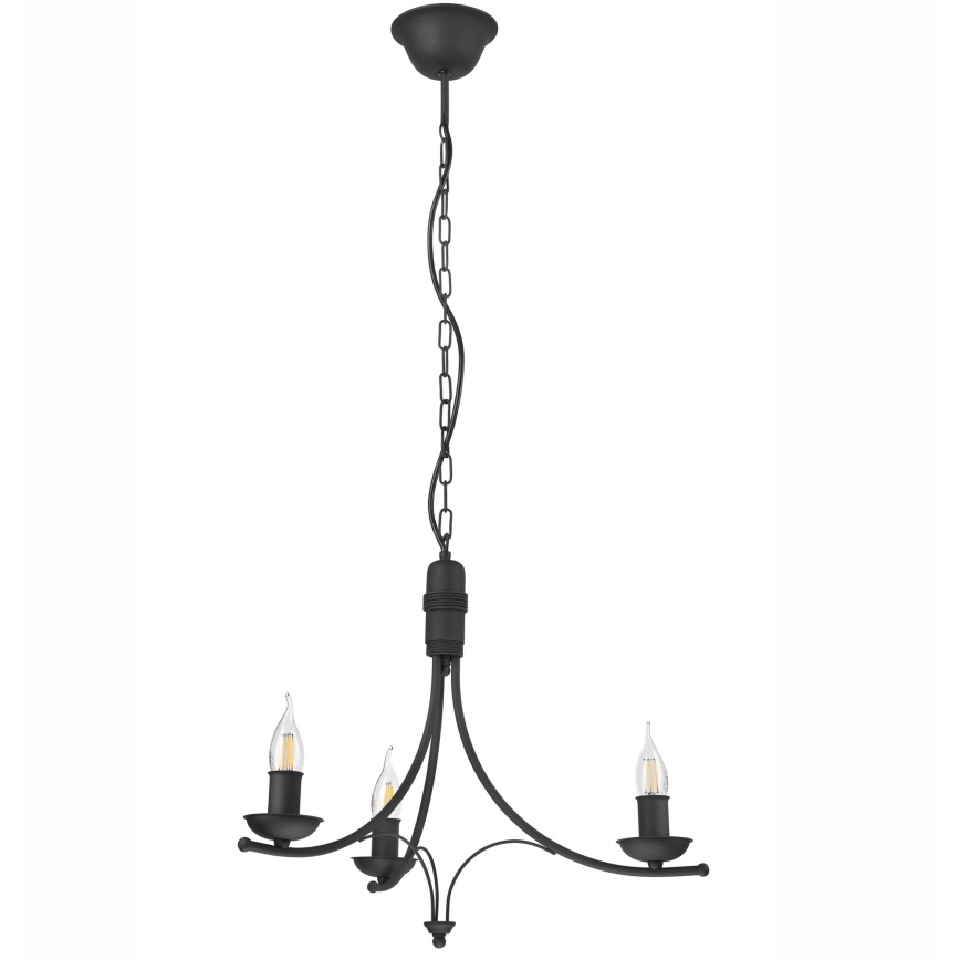 Lámpara colgante con cadena LUCY 3xE14/60W/230V negro