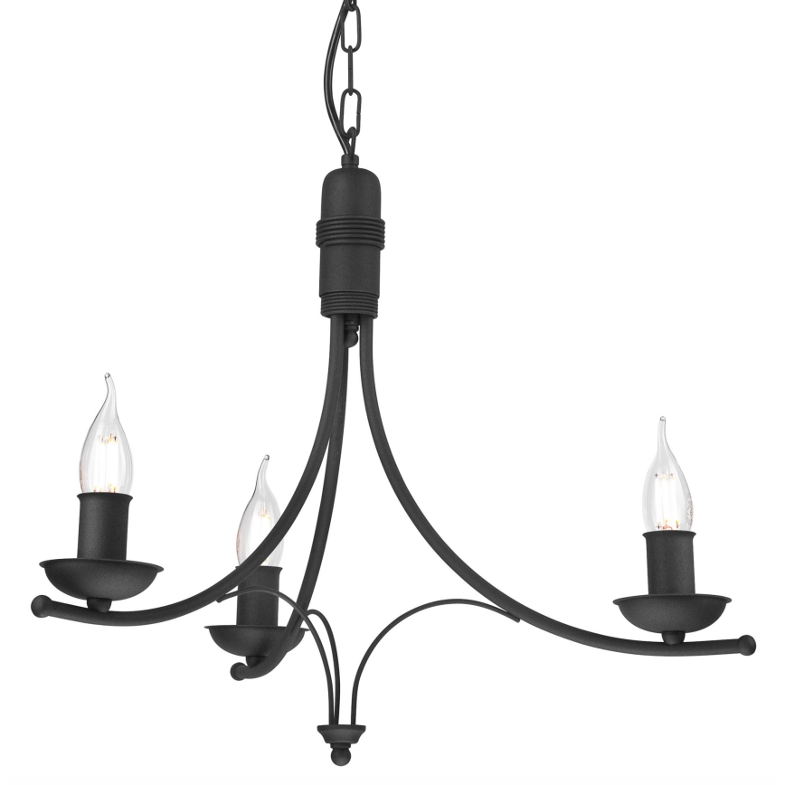 Lámpara colgante con cadena LUCY 3xE14/60W/230V negro