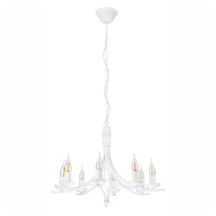 Lámpara colgante con cadena LUCY 8xE14/60W/230V blanco